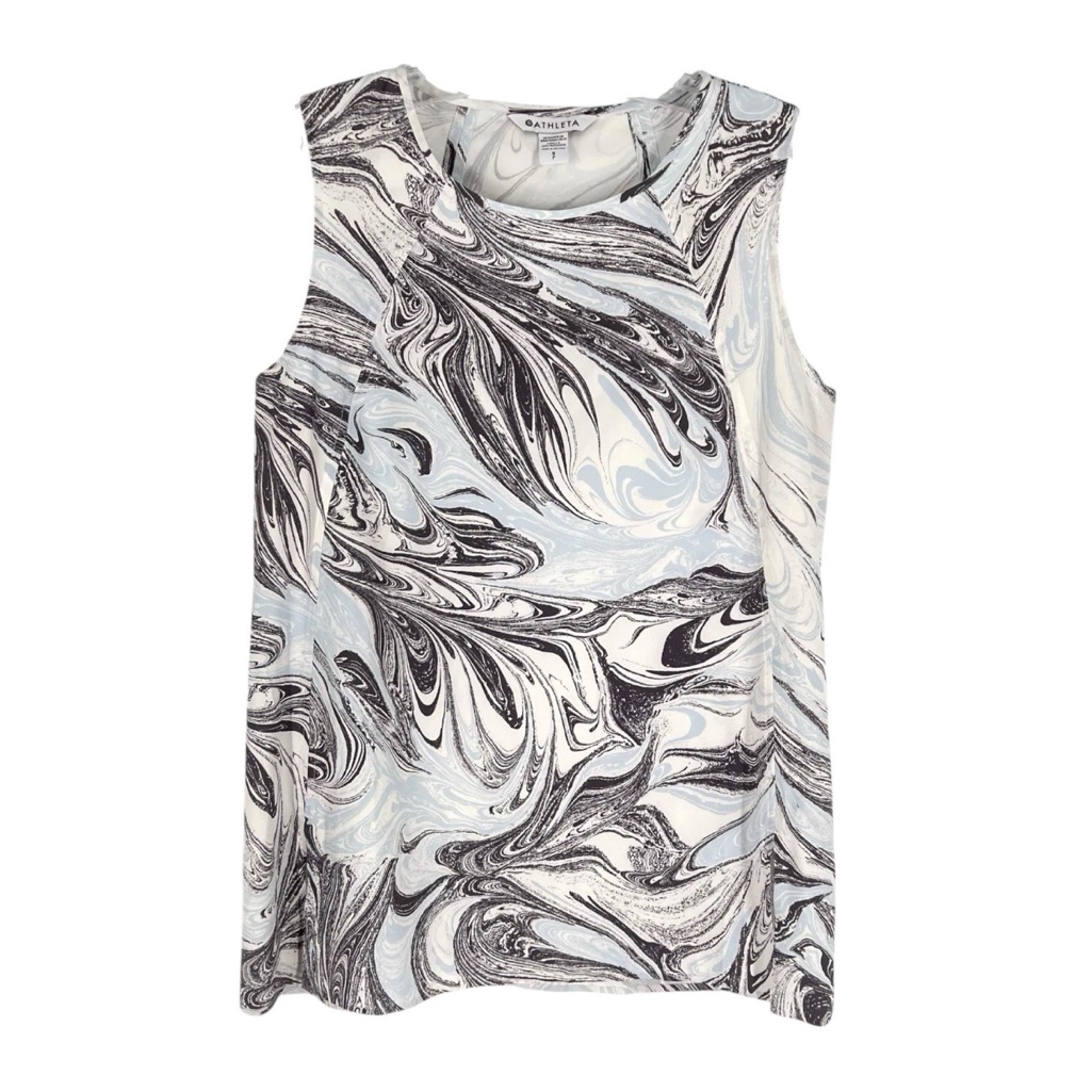 Athleta Zephyr Tank Top Blouse Womens Size Small Blue Gray Swirl Casual